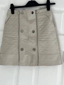 River Island Size 8 Cream Beige Faux Leather Skirt Good Condition - Picture 1 of 5