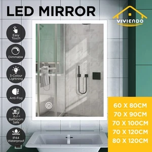 Viviendo LED Wall Bathroom Mirror Rectangular Anti-fog Makeup Light Wall Mounted - Picture 1 of 54