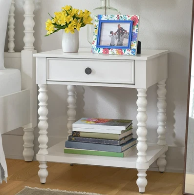 Прикроватная тумбочка прикроватный столик выдвижной ящик спальня хранение USB-порт для зарядки полка - Изображение 1 из 4