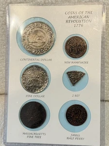 SET GETTONI RIVOLUZIONE AMERICANA 1776. Espositore Monete Con Descrizione Dettagliata - Foto 1 di 9