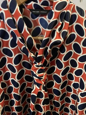 New York Company Career Suit Blouse Tie Front Sleeveless Graphic Print XS EGC - Image 1 of 4