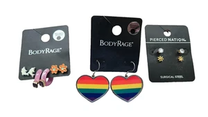 Earrings Lot 6 pair. RAINBOW hearts Studs Flowers Orig MSRP $36 - Picture 1 of 2