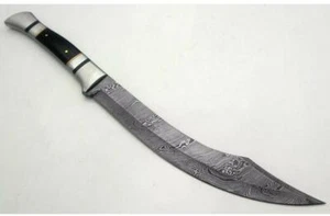 BEAUTIFUL CUSTOM HANDMADE 22'' DAMASCUS STEEL HUNTING SWORD WITH SHEATH - Picture 1 of 3
