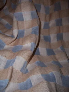 4yds CHARMING OFF WHT SILK VOILE PLAID W/ PEACH & TAN SILK BROADCLOTH & RAW SILK - Picture 1 of 6