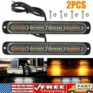 2PCS 24LED Amber/White Car Truck Emergency Warning Hazard Flash Strobe Light Bar - Bild 1 von 12