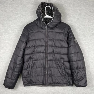 Abercrombie & Fitch Kids Jacket 13/14 Black Sherpa Faux Fur Puffer Preppy - Picture 1 of 15