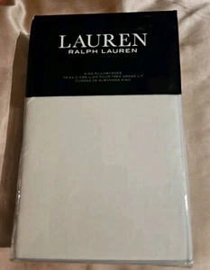 Ralph Lauren Flannel CHIC CREAM 100% Cotton KING Pillowcases SET of 2 $85 - Picture 1 of 5