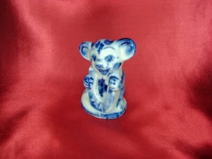 Seltene sowjetische Porzellan Figur Maus weiß blau Gzhel Kobalt Handmalerei  - Bild 1 von 5