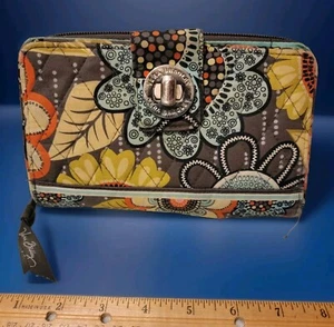 Cartera sin asas Vera Bradley acolchada con cierre giratorio retro años 70 estampado en color bohemio - Imagen 1 de 5