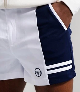 Sergio Tacchini SuperMk2 Shorts White/Blue Tennis Shorts - Picture 1 of 4