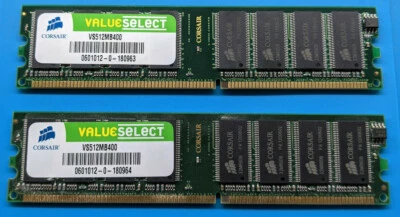 2x Corsair PC-3200 (DDR-400) 512 MB DIMM 400 MHz PC-3200 DDR Memory (VS512MB400) - Image 1 of 2