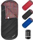 KingCamp Flannel Sleeping Bags for Adults, 86.6x39.4", Adult-Black:6.8℉-41℉ 