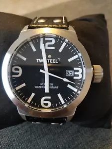 TW Steel TW622 45mm Black Dial Black Leather Watch - Picture 1 of 9