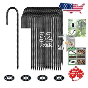 Galvanized 12-Inch J Hook Stakes - Heavy Duty 32-Pack for Tough Conditions - Picture 1 of 9