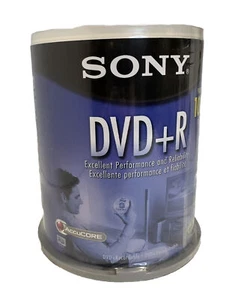 SONY Accucore 100 Pack DVD DVD+R, 1X-16X, 4.7GB/Go - NEW SEALED Highest Quality! - Afbeelding 1 van 4