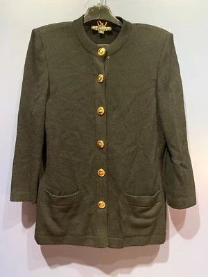 Womens Small Dress Suit, St. Johns Basics, Santana Knit, Vintage, Black, Gold - Image 1 of 4