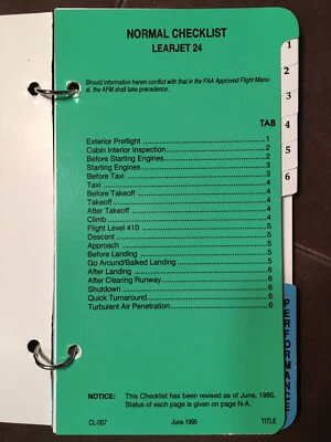 Lista de verificación Gates LearJet 24 normal y de emergencia Foto 1 de 4