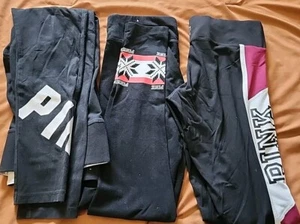 Lot of 3 VICTORIA SECRET PINK Leggings Womens 2 S & 1 M Yoga Pants Ultimate  - Picture 1 of 6