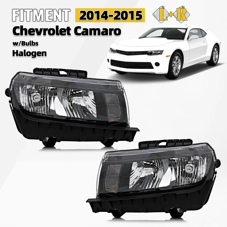 For 2014-2015 Chevrolet Camaro Halogen Headlight w/ Bulb Right+Left Pair Foto 1 de 4