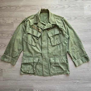 VTG 60s Vietnam Era Jungle Jacket Shirt Slant Pocket RipStop OG 107 Reg Large - Picture 1 of 10