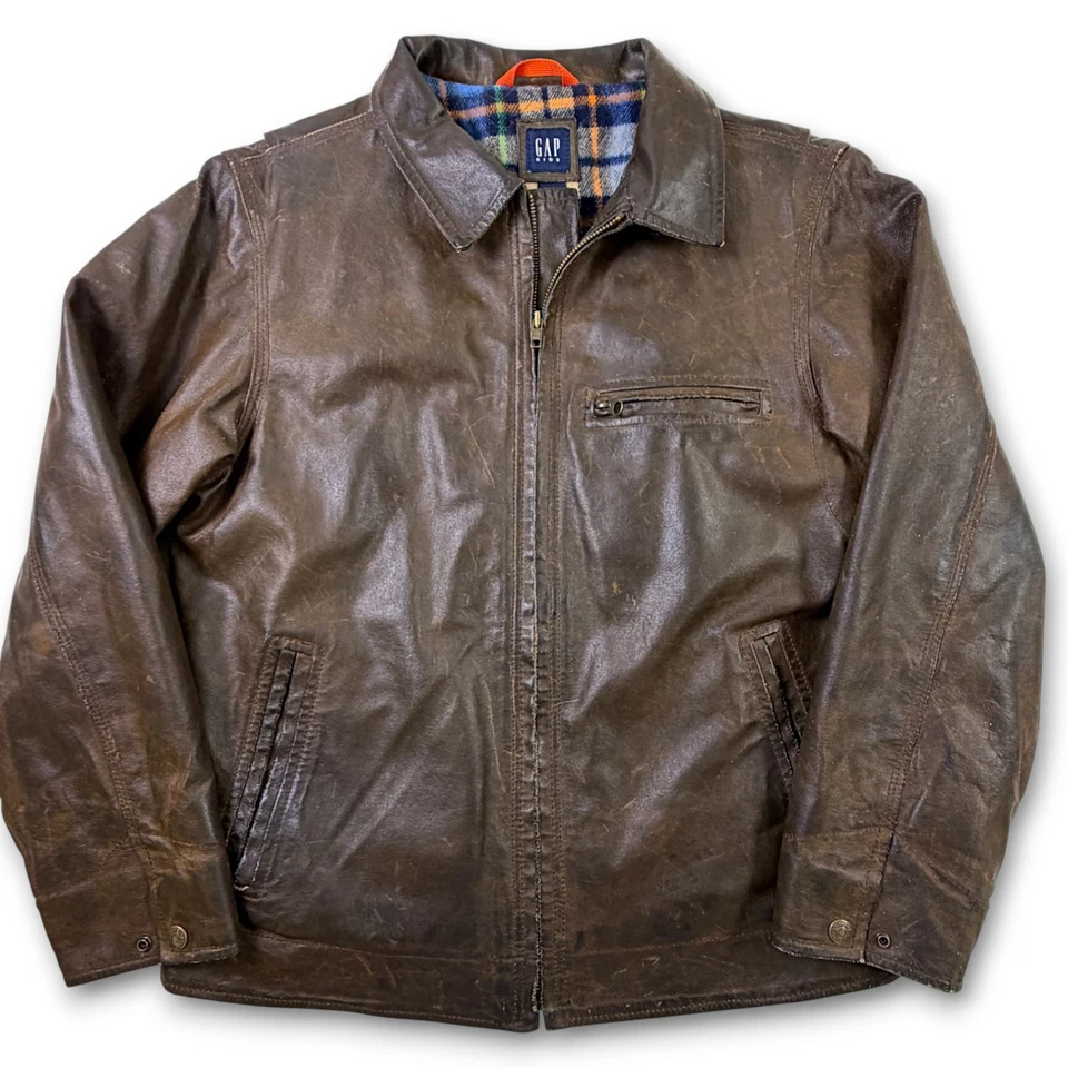 Chaqueta de bombardero de cuero para niños GAP de colección forrada a cuadros niños XXL 14-16 (Mujeres S) Foto 1 de 4