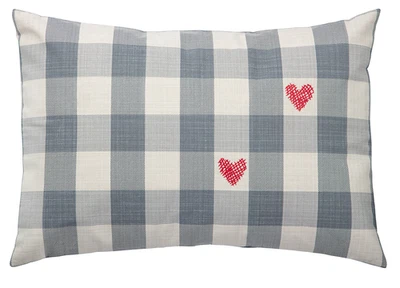 IKEA MAVINN  MÄVINN  Cushion Cover, Check Grey Heart Red, 16x23" 40x58 cm NEW - Image 1 of 4