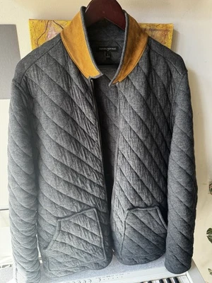 Abrigo Banana Republic Para Hombre Grande Acolchado Cremallera Completa Gris Puntada Diamante Foto 1 de 4