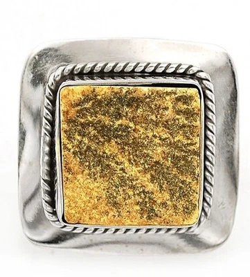 天然 Psilomelane Dendrite 德国 925 纯银戒指 尺寸 5.5,  — 第 1/2 张图片