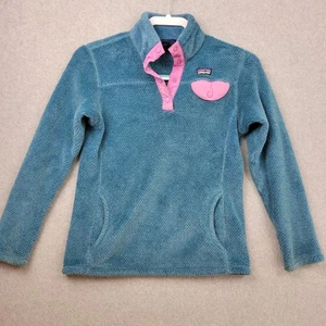 Patagonia Re-Tool Snap-T Blue Pink Fleece Pullover Girls Size Large 12 Polartec - Picture 1 of 14