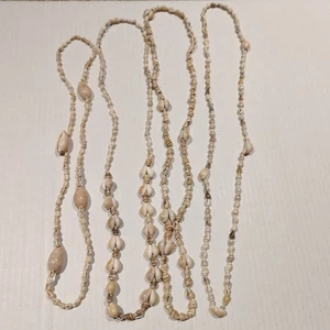 Vintage Conchiglia Collane Cowrie Natural Beach Boho Hawaiian Lei Tropical Lotto di 4 - Foto 1 di 9
