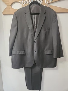 Pronto Uomo Suit Mens 50S Brown Pinstripe Wool Pants 48 X 26 Flat Front Dress - Picture 1 of 13