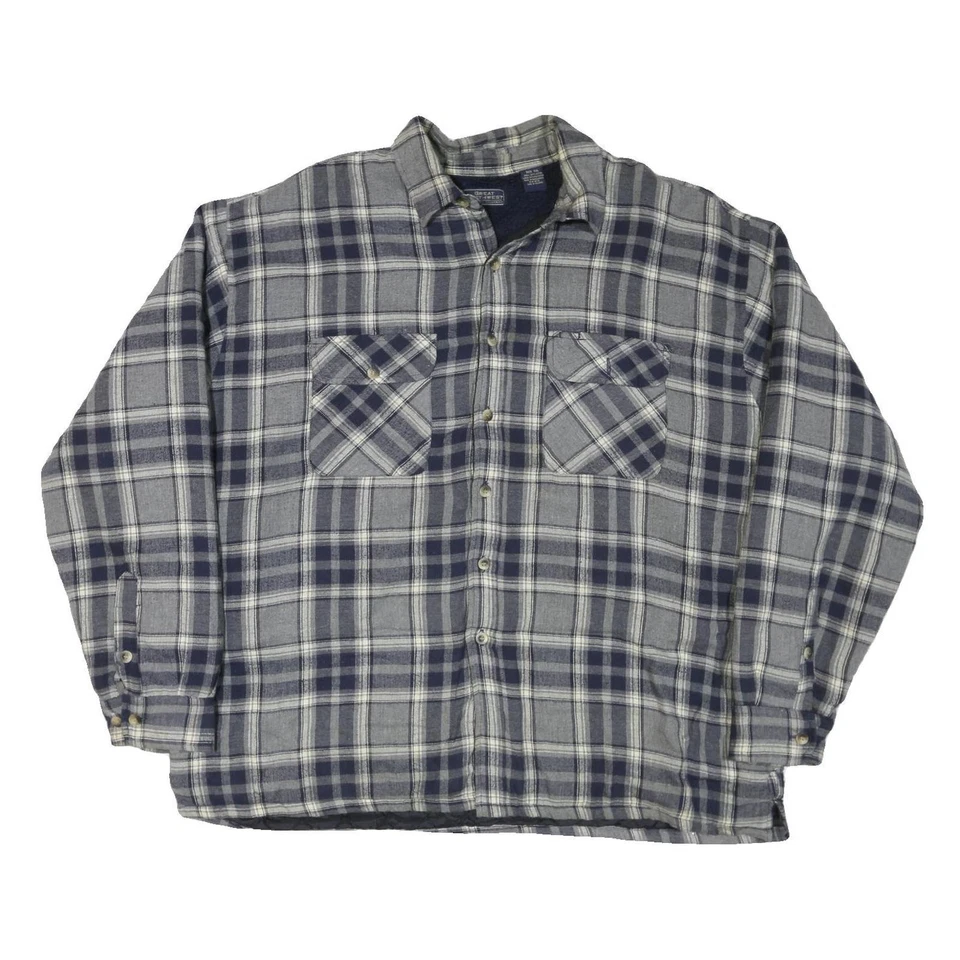 GREAT NORTHWEST Mens Blue & Grey Check Shirt 2XL Cotton Blend Casual Button Up - Image 1 of 4