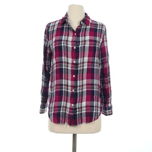 Banana Republic Women's Red Boyfriend Fit Plaid Flannel Button Shirt Size Small - Picture 1 of 8