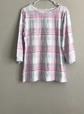 Denim & Co. Jersey estampado cuello barco 3/4 Slv calado - lavanda (talla XS) a601470  Foto 1 de 4