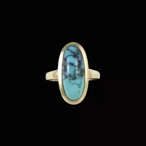 Danish 14k Gold Ring with Turquoise. - Picture 1 of 3