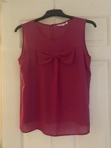 NEW LOOK LADIES SHOCKING PINK SHEER BLOUSE SIZE 14 - Picture 1 of 5