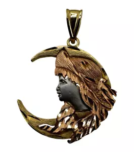 14K Gold Multi Tone Michael Anthony Moon Goddess Diana Pendant - Picture 1 of 6
