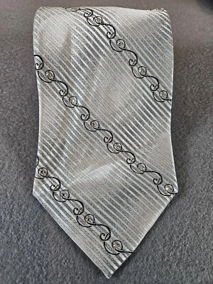 Corbata para hombre STEVEN LAND plateada a rayas con diamantes seda 62x4 Foto 1 de 3