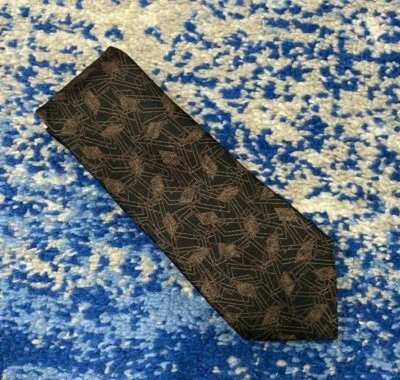 Corbata de seda vintage Valentino marrón negra geométrica hecha a mano Italia  Foto 1 de 4