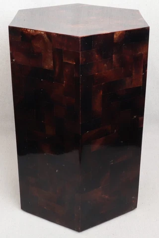 Hexagonal Pen Shell Lacquer Plinth Display Plant Stand End Side Table Base 18” Cover
