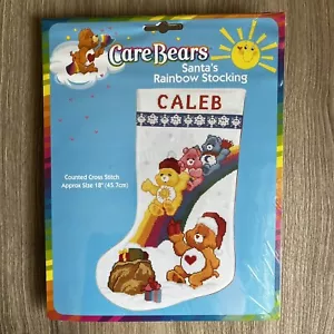 2004 CARE BEARS Cross Stitch Kit 39270 SANTA'S RAINBOW STOCKING 18" New Sealed - Picture 1 of 7