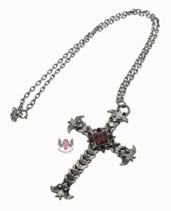 Alchemy Gothic Batscale Cross Necklace P214 1997 Bat Goth Vampire Purple 90s - Picture 1 of 4