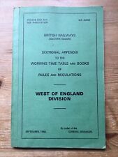 BRITISH RAILWAYS West Of English APPENDIX Timetable, Rules Regulations Sept 1969