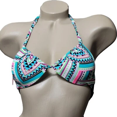 Traje de baño Hula Honey Junior negro geométrico push-up macramé correas TOP NUEVO CON ETIQUETAS S Foto 1 de 4