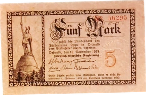 1918 Alemania Lippe 5 marcos sin circular - Imagen 1 de 2