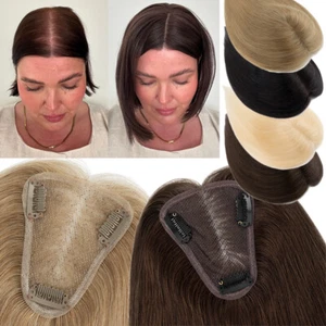 Hand-Tied Lace Hair Topper Clip in 100% Real Human Hair Toupee Hairpiece 8x10CM - Picture 1 of 23