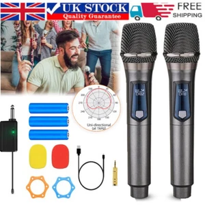 UHF Wireless Microphone Metal Professional Dual Channel Handheld Mics Party NEW - Picture 1 of 10
