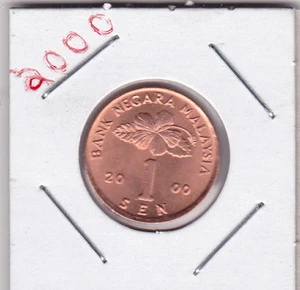 2000 1 sen BANK OF MALAYSIA RED UNCIRCULATED condition stk 101 - Picture 1 of 2