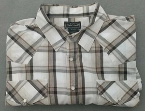 VINTAGE High Noon Pearl Snap Western Shirt Sz XL Brown Plaid Cowboy Rodeo - Picture 1 of 12