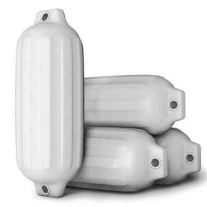 4 Ribbed Marine 8.5" X 27" Boat Fender Vinyl Bumper Dock Shield Protection White - Picture 1 of 7